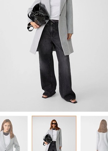 Gri Tek Düğmeli Kaban - Görsel 2