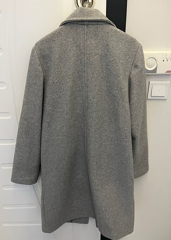 Gri Tek Düğmeli Kaban - Görsel 5