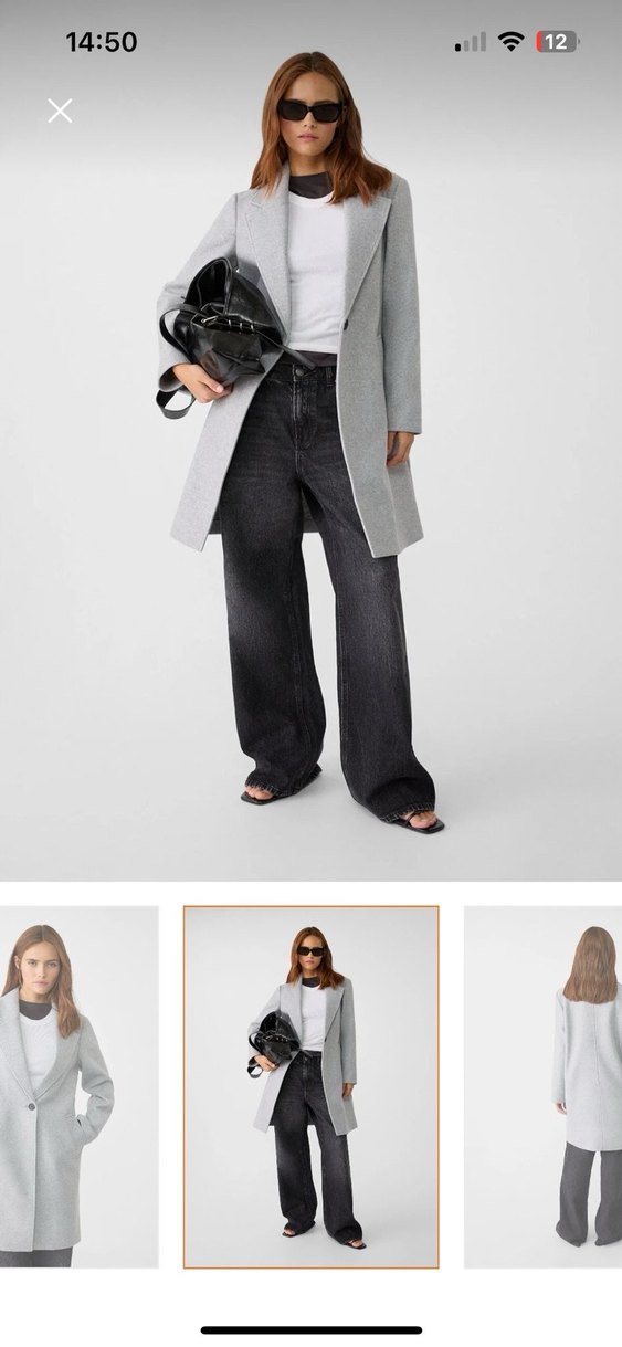 Gri Tek Düğmeli Kaban - Görsel 2