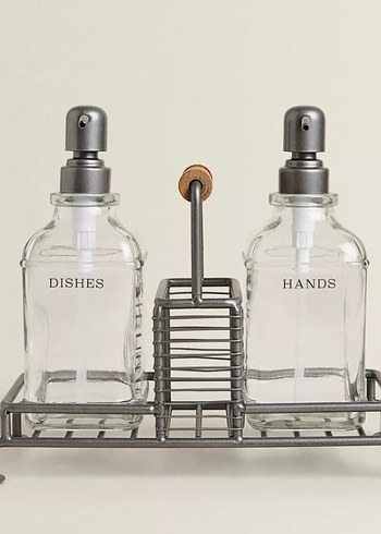 ZARA HOME Gri Bulaşık ve El Sabunluk Seti
