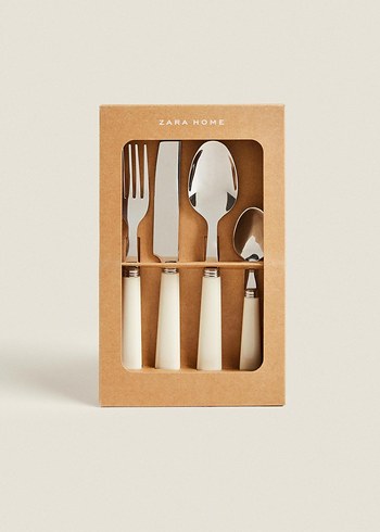Zara Home ZARA HOME 4 PARÇALI KREM RENGİ SAPLI ÇATAL KAŞIK BIÇAK TAKIMI