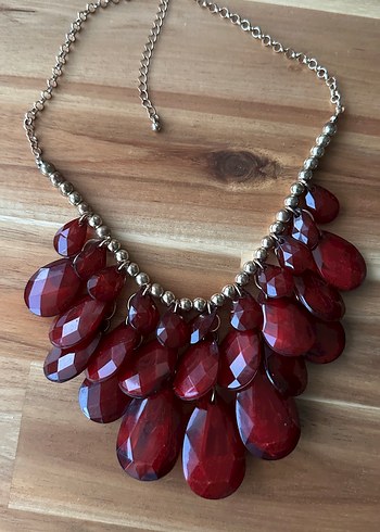 3lü Uzun Turkuaz -Bordo Boncuklu Bohem Kolye - Görsel 2