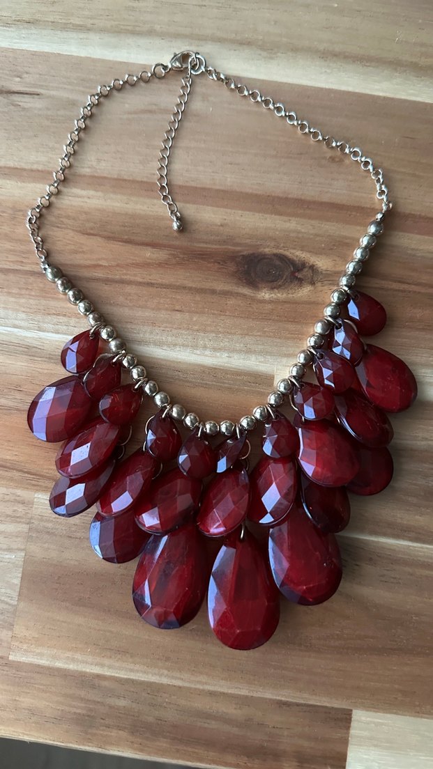 3lü Uzun Turkuaz -Bordo Boncuklu Bohem Kolye - Görsel 2