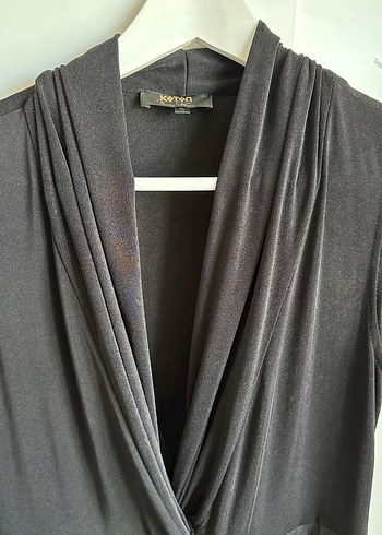 Koton Party Wear V Yaka Pileli Siyah Abiye Elbise - Görsel 6