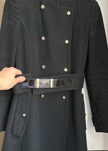 Pierre Cardin Siyah Kaşe Kaban  38 Beden - Görsel 7