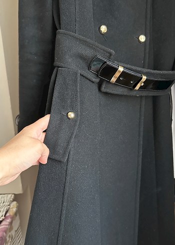 Pierre Cardin Siyah Kaşe Kaban  38 Beden - Görsel 2