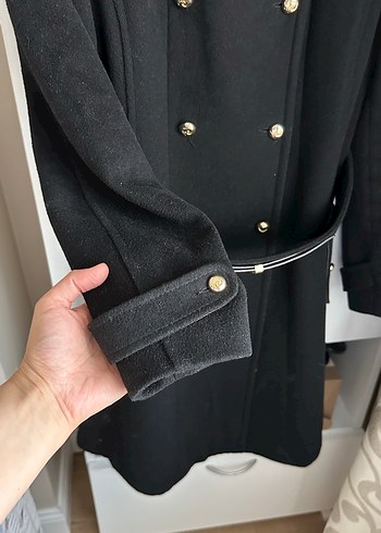 Pierre Cardin Siyah Kaşe Kaban  38 Beden - Görsel 6