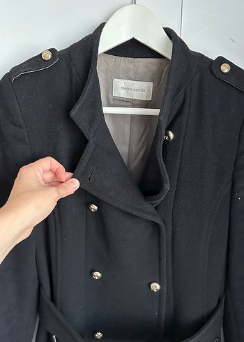 Pierre Cardin Siyah Kaşe Kaban  38 Beden - Görsel 3