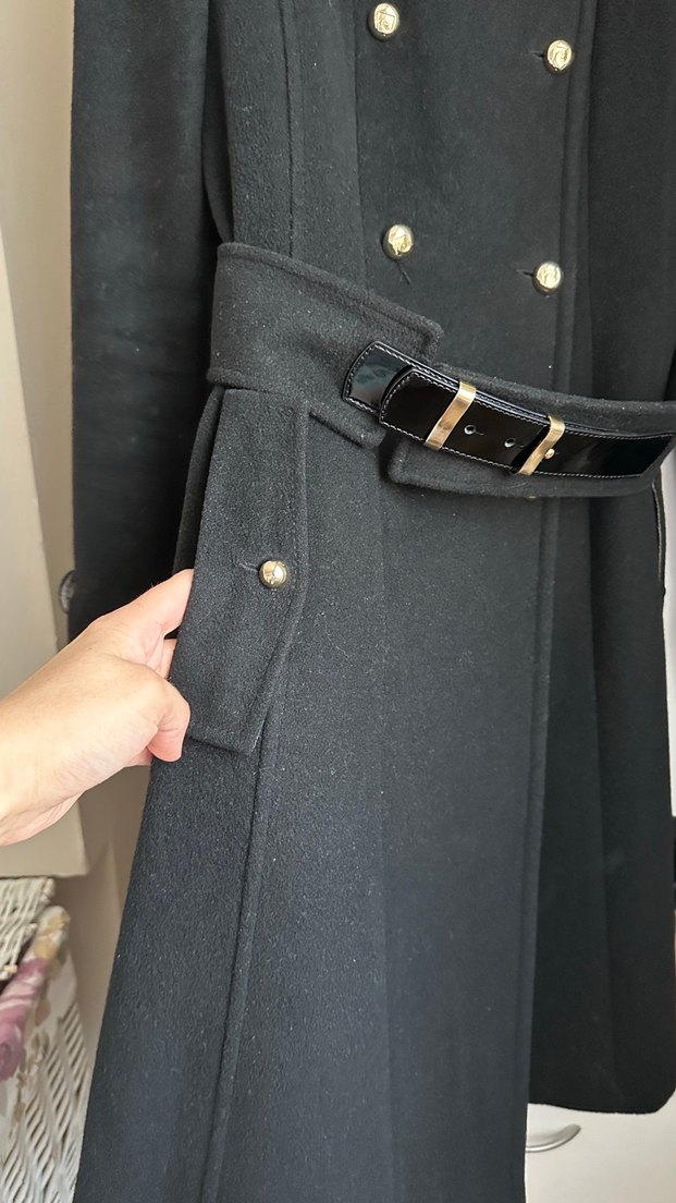 Pierre Cardin Siyah Kaşe Kaban  38 Beden - Görsel 2