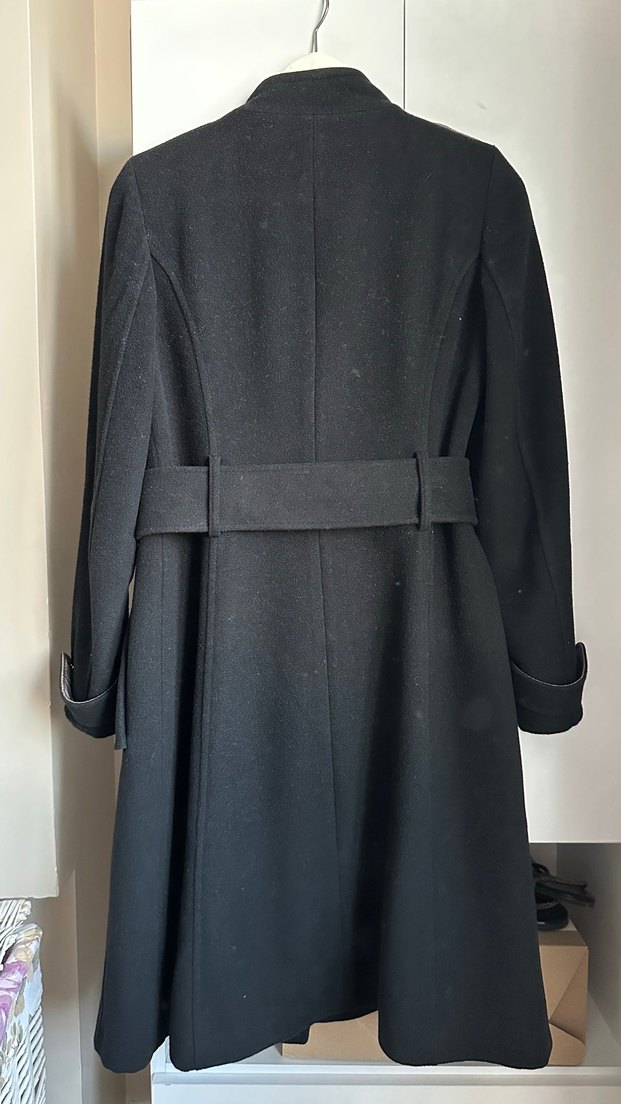 Pierre Cardin Siyah Kaşe Kaban  38 Beden - Görsel 4