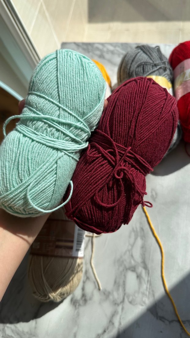 Renkli El Örgü İplikleri Seti-Farklı Renklerde ip 6 Adet 100 gr - Görsel 5