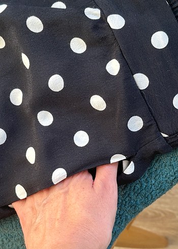 Mango Lacivert Puantiyeli cepli pantolon - Görsel 4