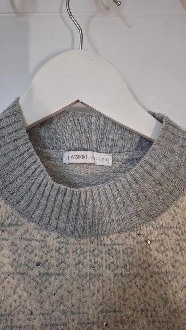 Gri Örgü Kadın Kazak - Görsel 2