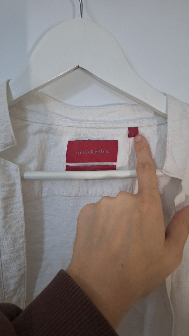 Beyaz Keten Kadın Uzun Kollu Gömlek - Görsel 2