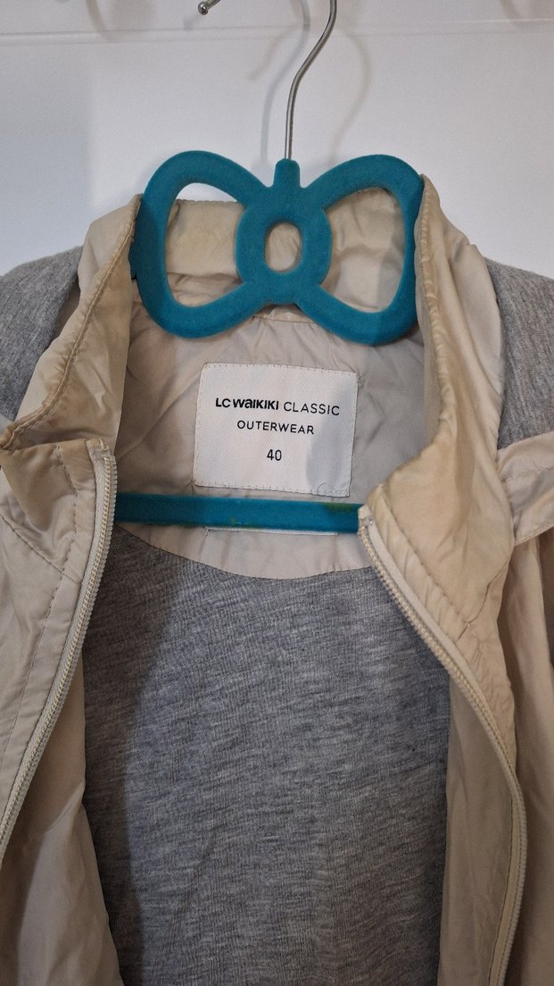 Bej Keten Kadın yağmurluk - Görsel 2