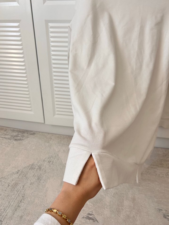 Beyaz Kadın Sweatshirt - Görsel 5