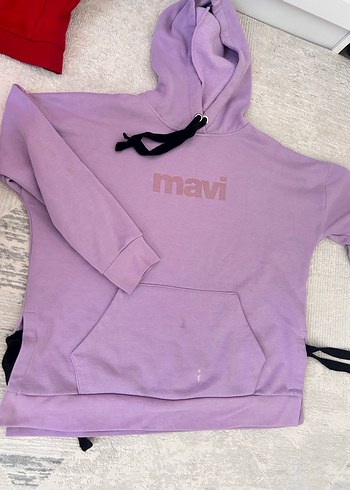 Mor Kapüşonlu Kadın Sweatshirt - Görsel 2