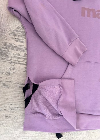 Mor Kapüşonlu Kadın Sweatshirt - Görsel 3