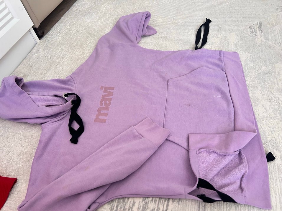 Mor Kapüşonlu Kadın Sweatshirt - Görsel 4