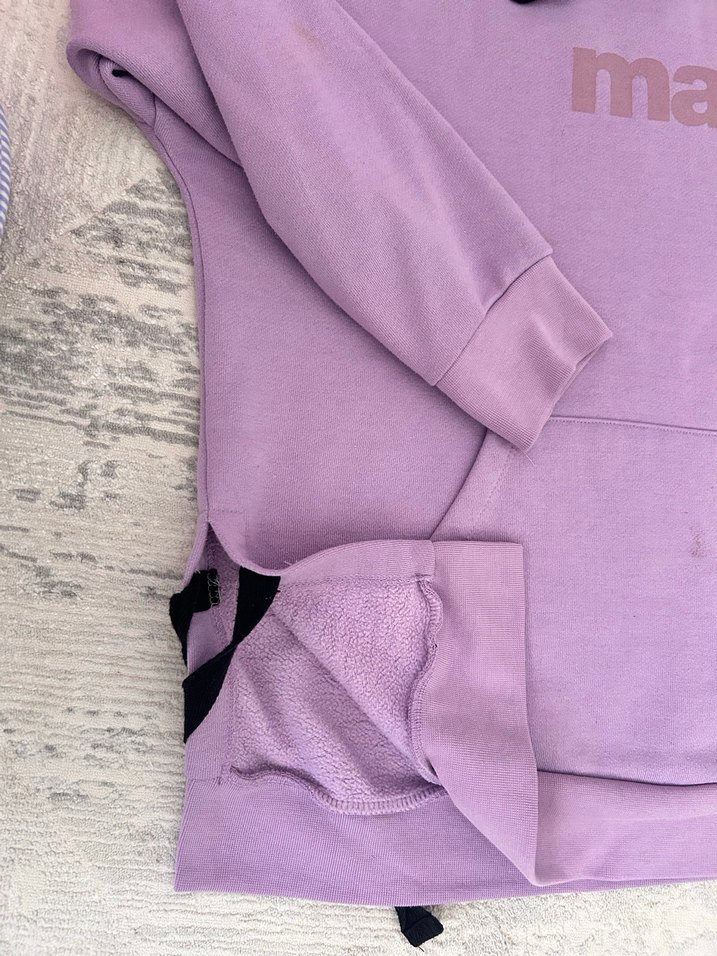 Mor Kapüşonlu Kadın Sweatshirt - Görsel 3