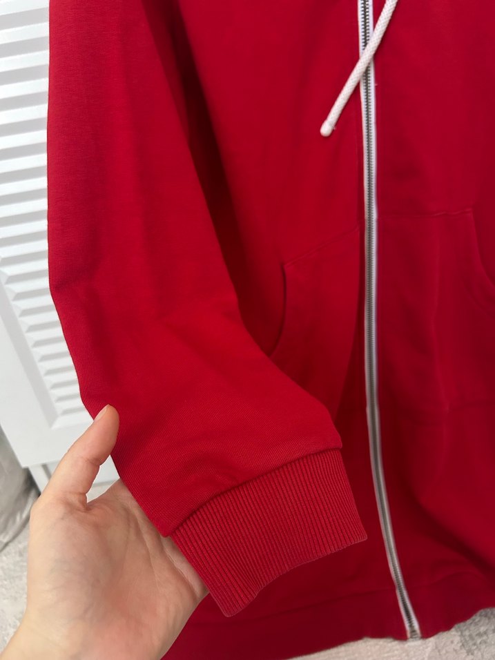 Kırmızı Fermuarlı Kapüşonlu Sweatshirt - Görsel 4