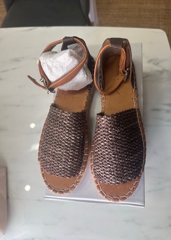 Kadın Hasır Örgü gerçek deri Sandalet - Görsel 7