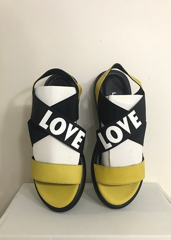 Sarı Kadın Sandalet Velcro Bantlı - Görsel 3