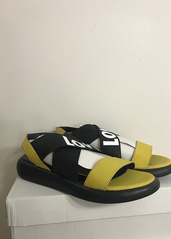 Sarı Kadın Sandalet Velcro Bantlı - Görsel 7