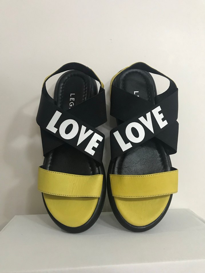 Sarı Kadın Sandalet Velcro Bantlı - Görsel 2