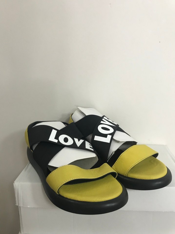 Sarı Kadın Sandalet Velcro Bantlı - Görsel 4