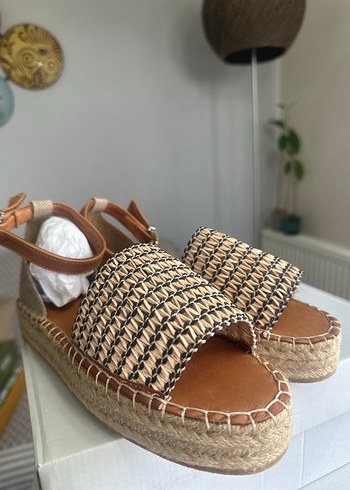 Kadın Hasır Desenli Gerçek deri Sandalet - Görsel 6