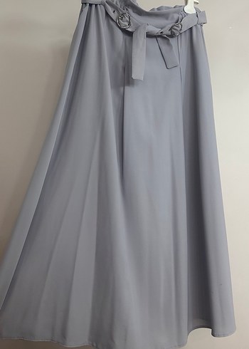 Armine Gri Kemerli Uzun Keten Etek - Görsel 8