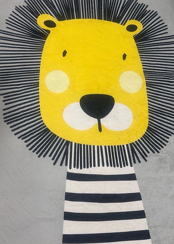 Gri Çocuk Halısı Aslan Desenli - Görsel 8