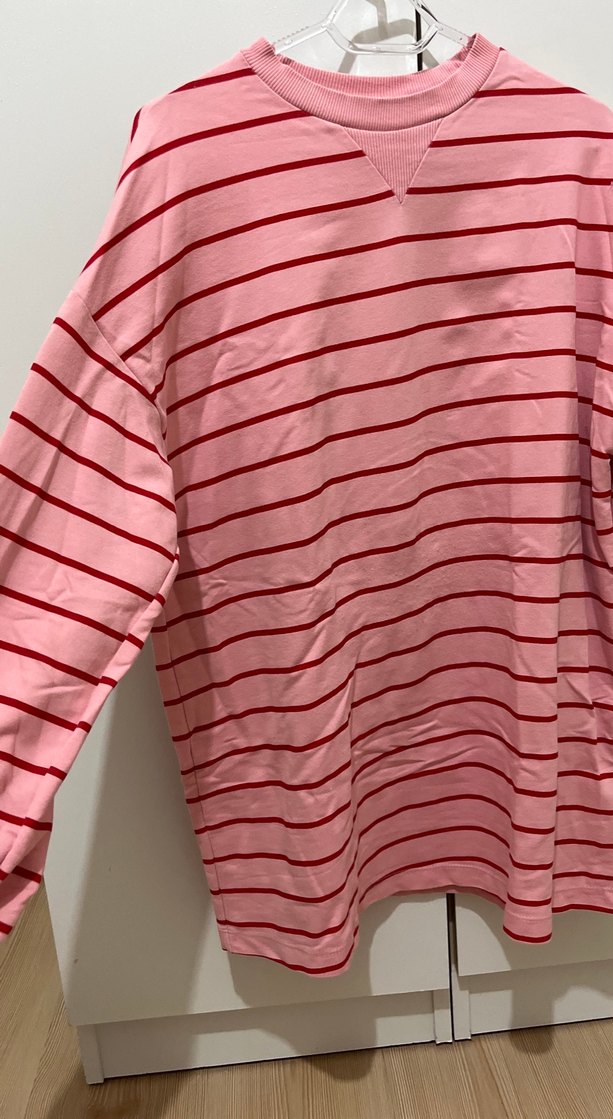 Pembe Çizgili Uzun Kollu Kadın Sweatshirt - Görsel 2