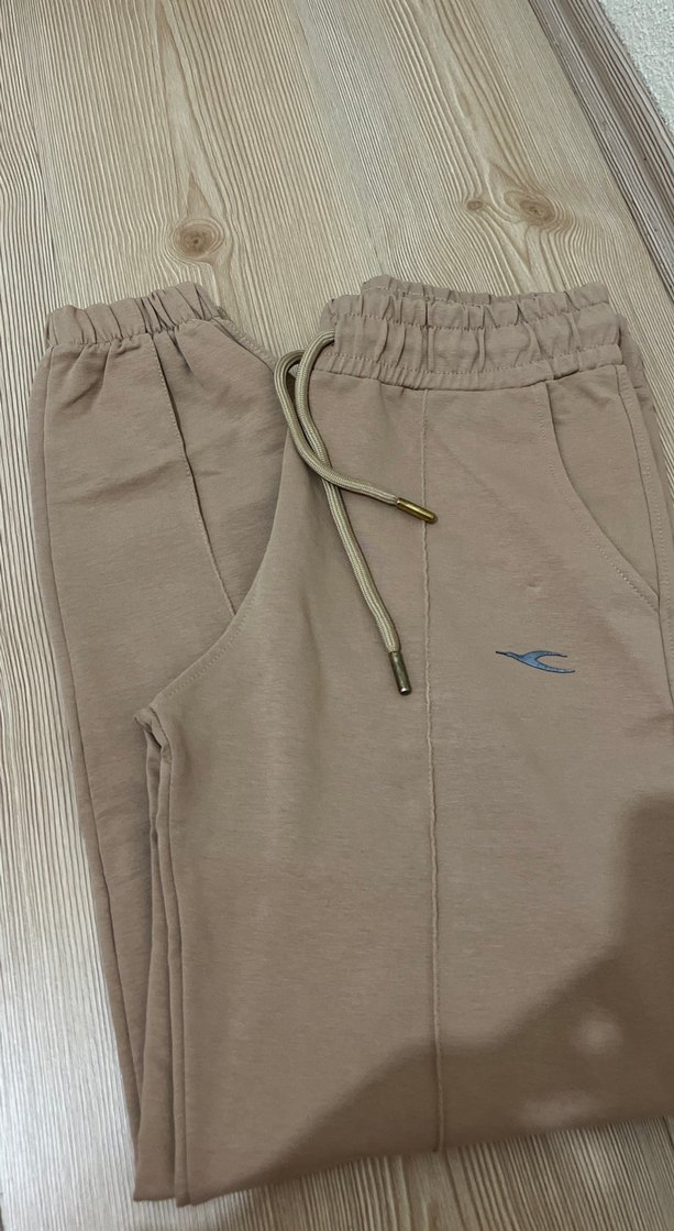 Bej Kadın Keten Mini Salaş Eşofman - Görsel 2