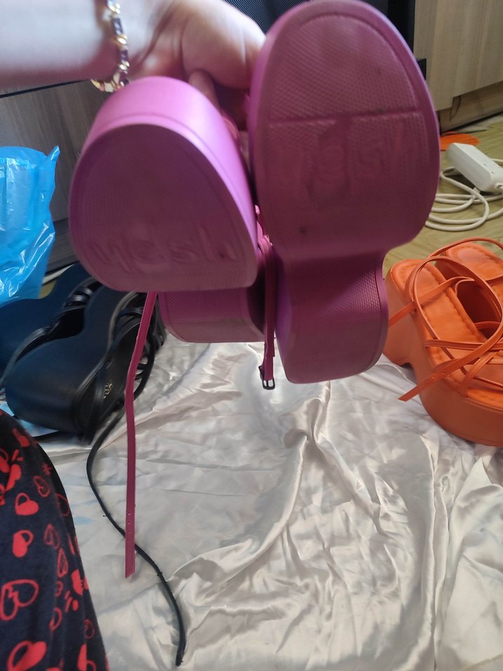 fuşya Pembe Dolgu Topuklu Kadın Sandalet - Görsel 5