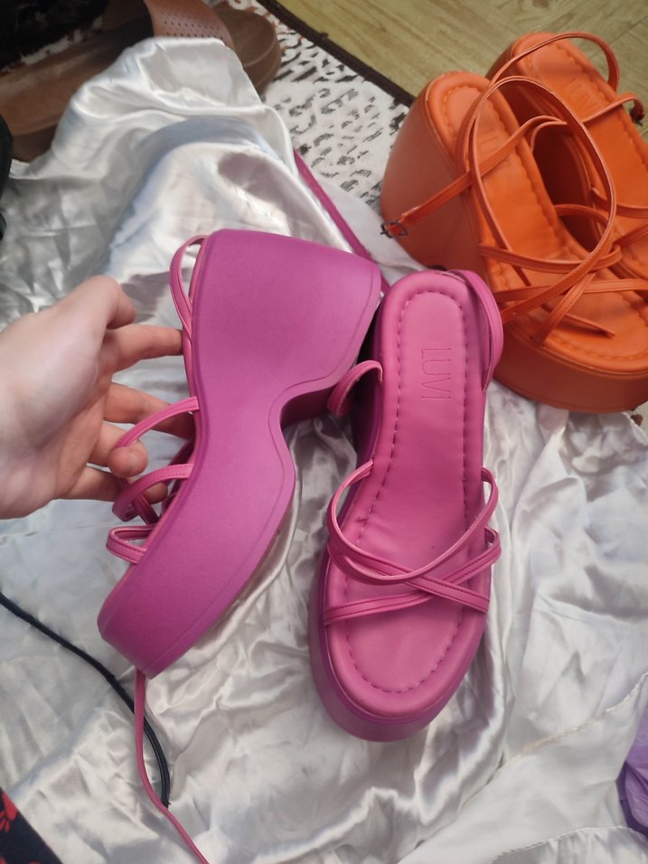 fuşya Pembe Dolgu Topuklu Kadın Sandalet - Görsel 2