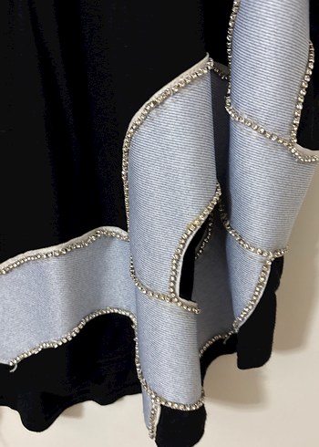 xl Beden siyah Renk Siyah Gri Drapeli Uzun Denim Tunik