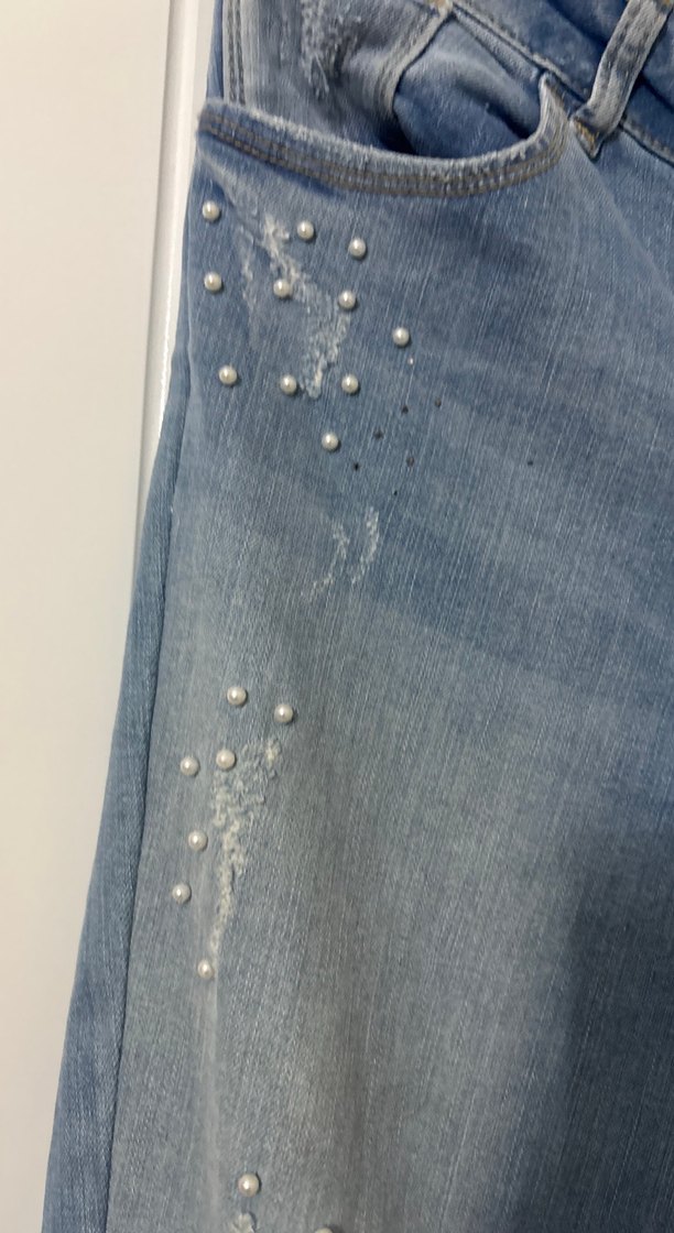 Kadın Mavi Bol Kesim Yırtık Kot Pantolon - Görsel 3