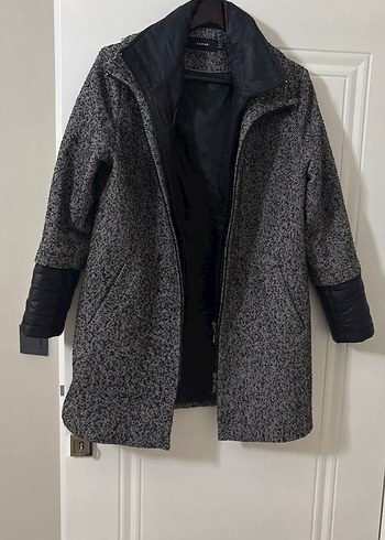 Siyah Gri Kadın Kaban - Görsel 2