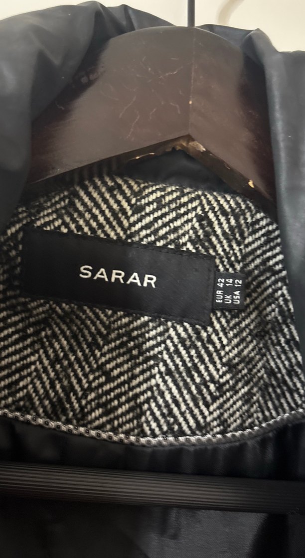 Siyah Gri Kadın Kaban - Görsel 5