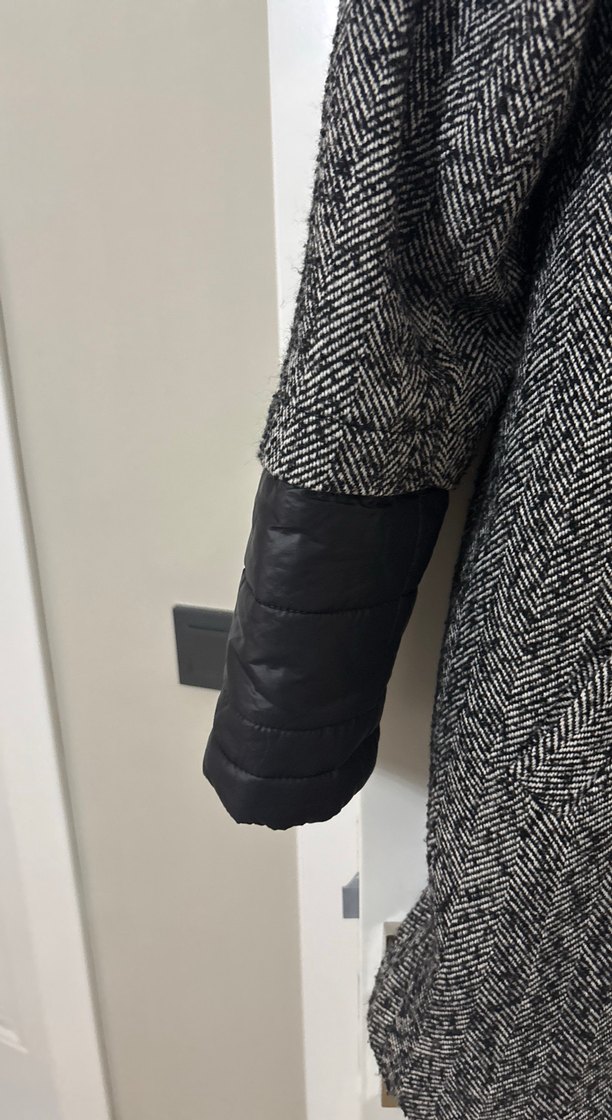 Siyah Gri Kadın Kaban - Görsel 3
