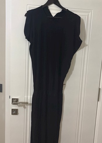 Siyah Kolsuz Uzun Keten Tulum - Görsel 6