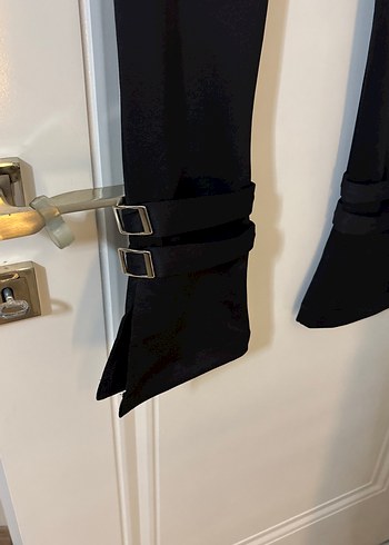 Siyah Kadın Kemerli Skinny Pantolon - Görsel 4