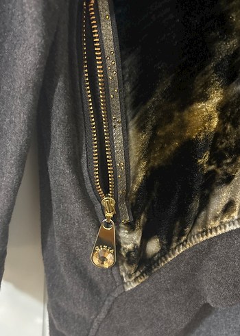 Kürk Detaylı Gri Baskılı Uzun Kollu Bluz - Görsel 7