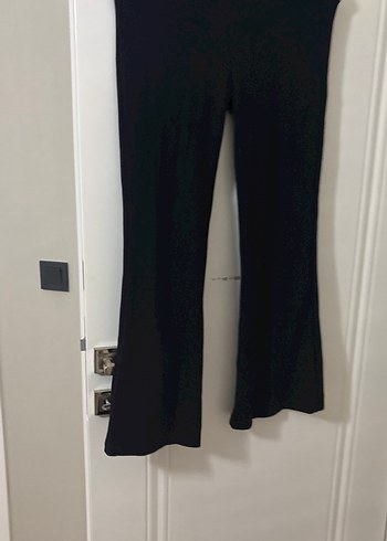 Siyah Kadın Fitilli Midi İspanyol Paça Pantolon - Görsel 3