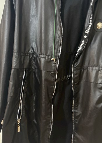 Düğmeli Siyah Deri Uzun Ceket - Görsel 2