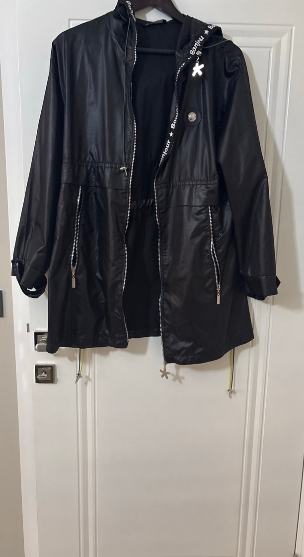 Düğmeli Siyah Deri Uzun Ceket - Görsel 5