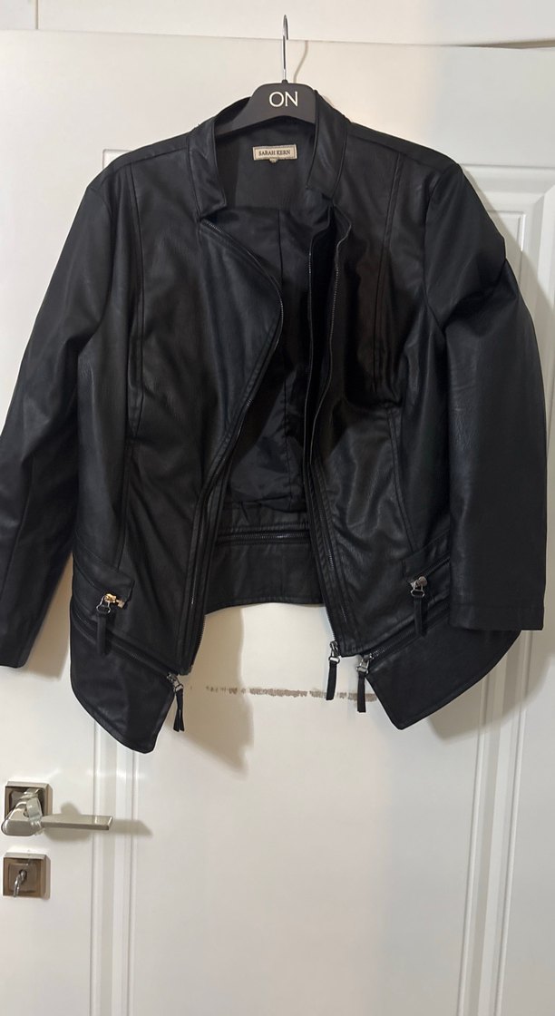 Deri Siyah Kadın Biker Ceket - Görsel 2