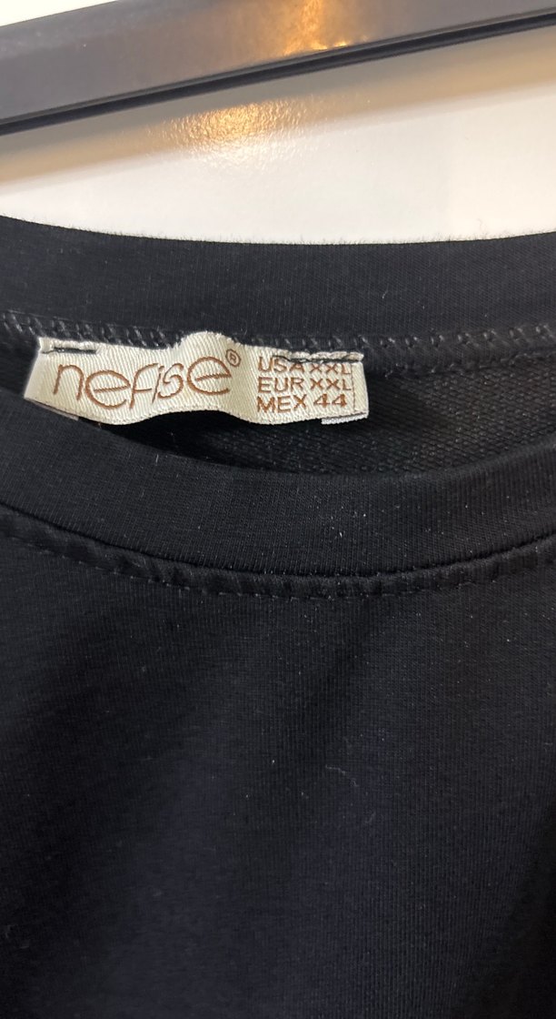 Siyah Baskılı Uzun Kadın Sweatshirt - Görsel 4